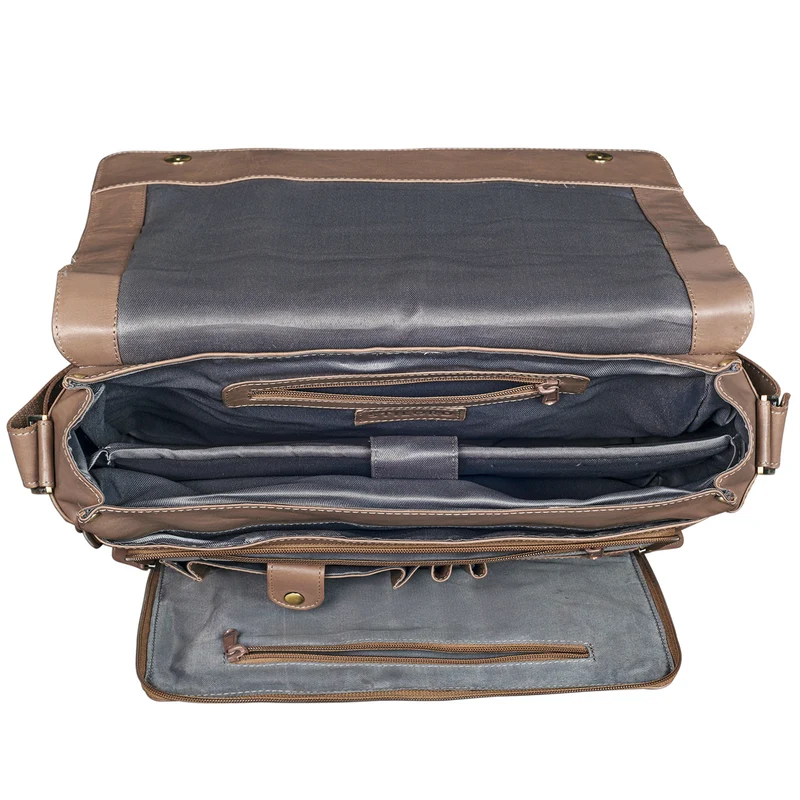Vintage Umhängetasche Leder Damen Grau-Braun
