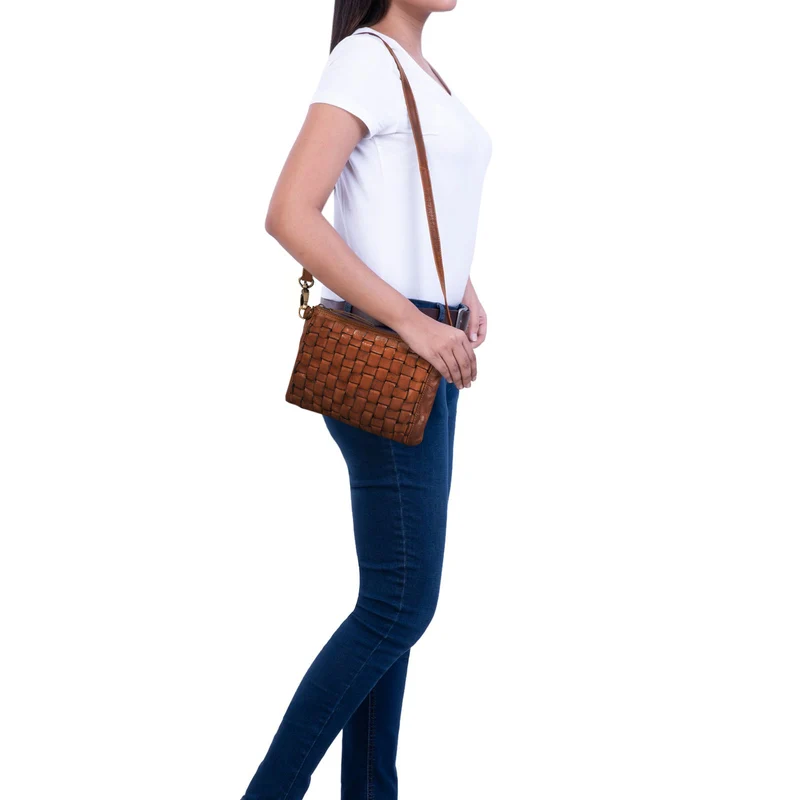 "Jana" Leder Handtasche Damen klein Vintage