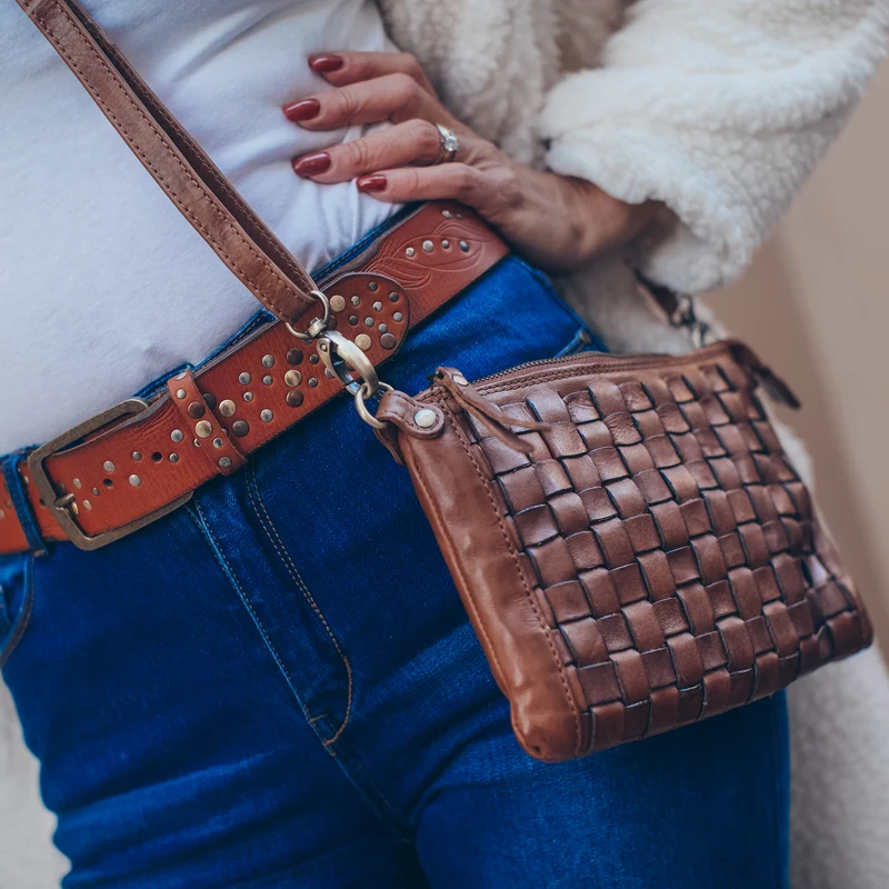 "Jana" Leder Handtasche Damen klein Vintage