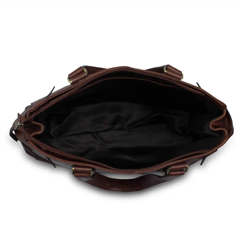 Damen Tasche aus Büffel Leder 34 x 35 x 9 cm Groß dunkel braun
