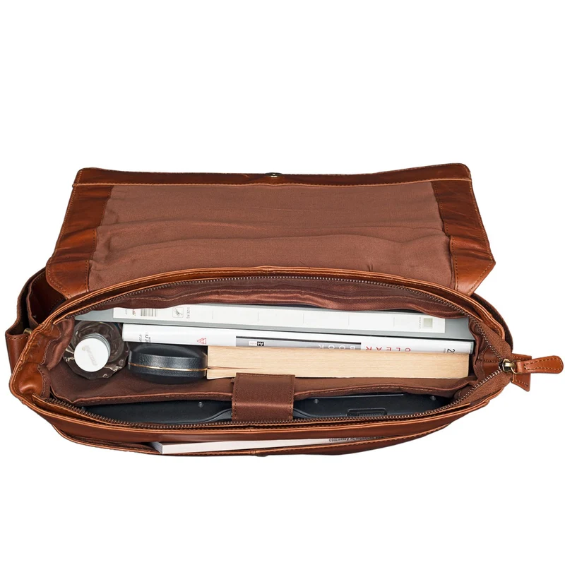 Leder Bürotasche mit 15,6 Zoll Laptopfach