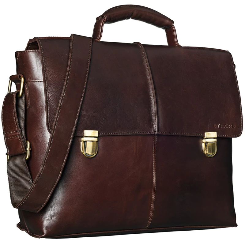 Vintage Leder Businesstasche 15,6 Zoll dunkelbraun