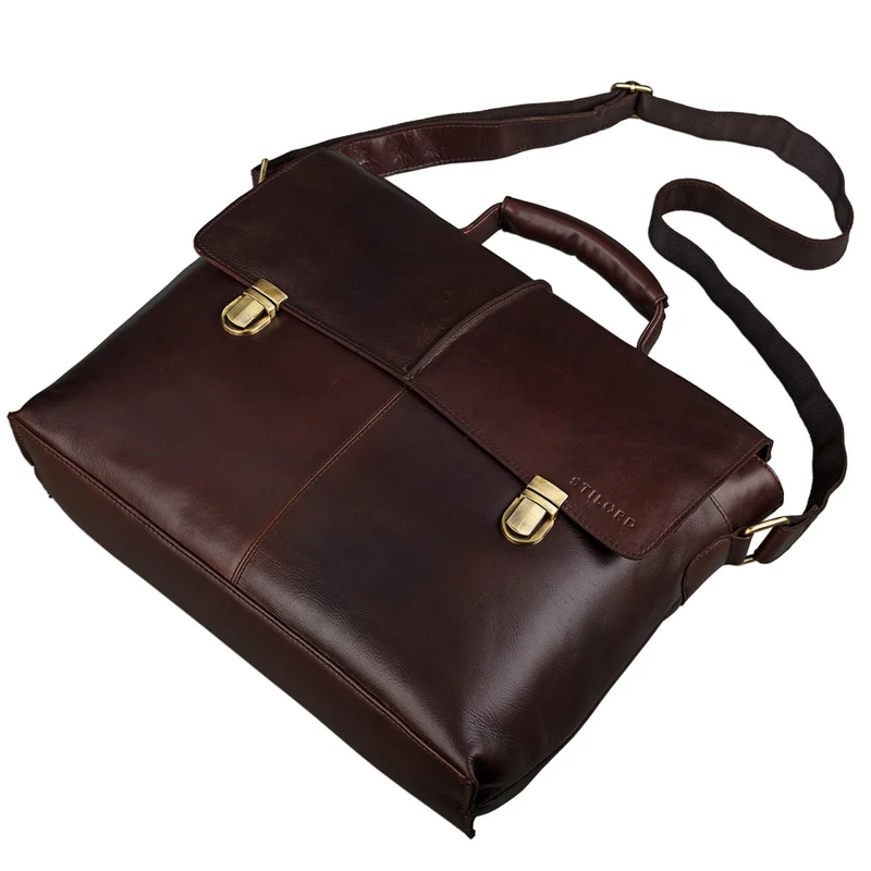 Vintage Leder Businesstasche 15,6 Zoll dunkelbraun