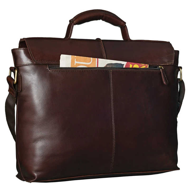 Vintage Leder Businesstasche 15,6 Zoll dunkelbraun