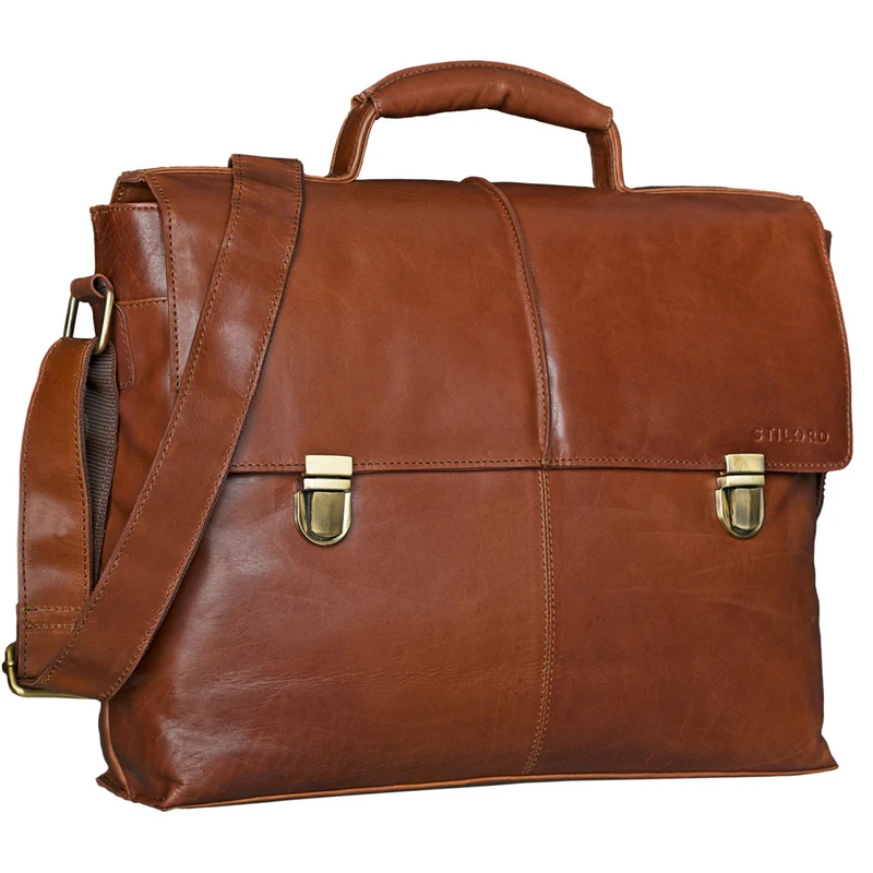 Vintage Umhängetasche Leder Cognac