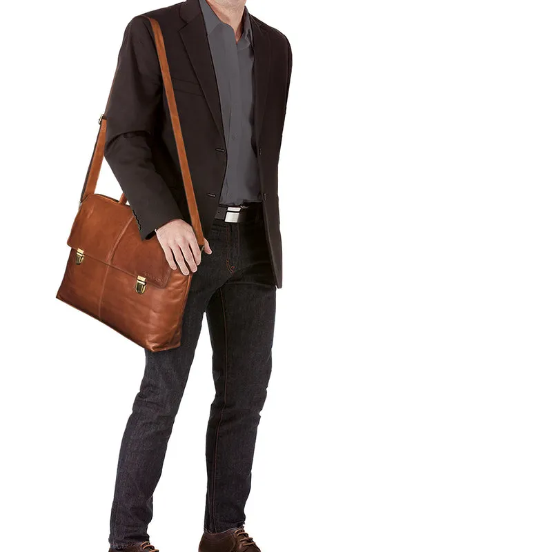 Vintage Umhängetasche Leder Cognac