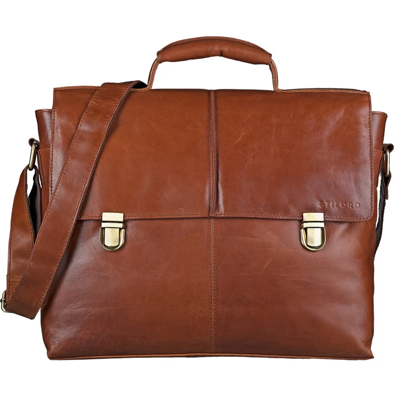 Vintage Umhängetasche Leder Cognac