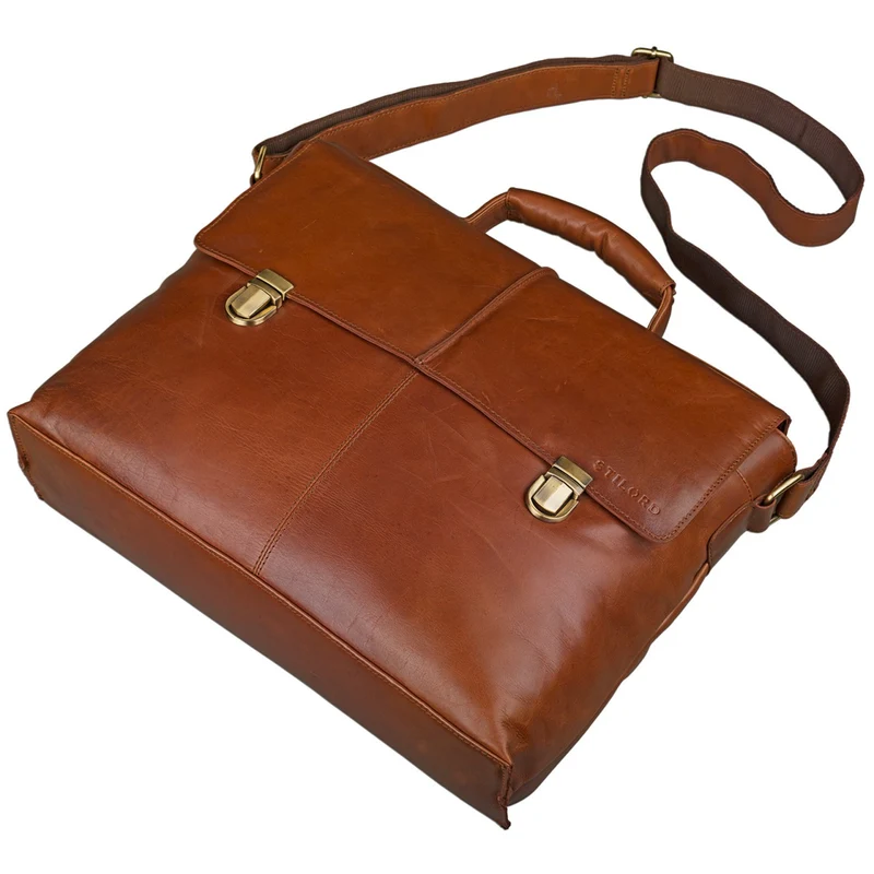 Vintage Umhängetasche Leder Cognac