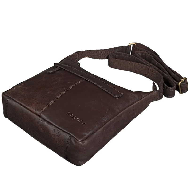 Vintage Umhängetasche Damen Handtasche Leder dunkelbraun