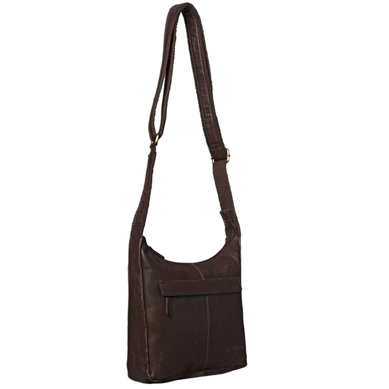 Vintage Umhängetasche Damen Handtasche Leder dunkelbraun