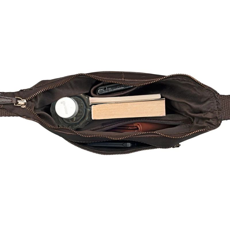 Vintage Umhängetasche Damen Handtasche Leder dunkelbraun