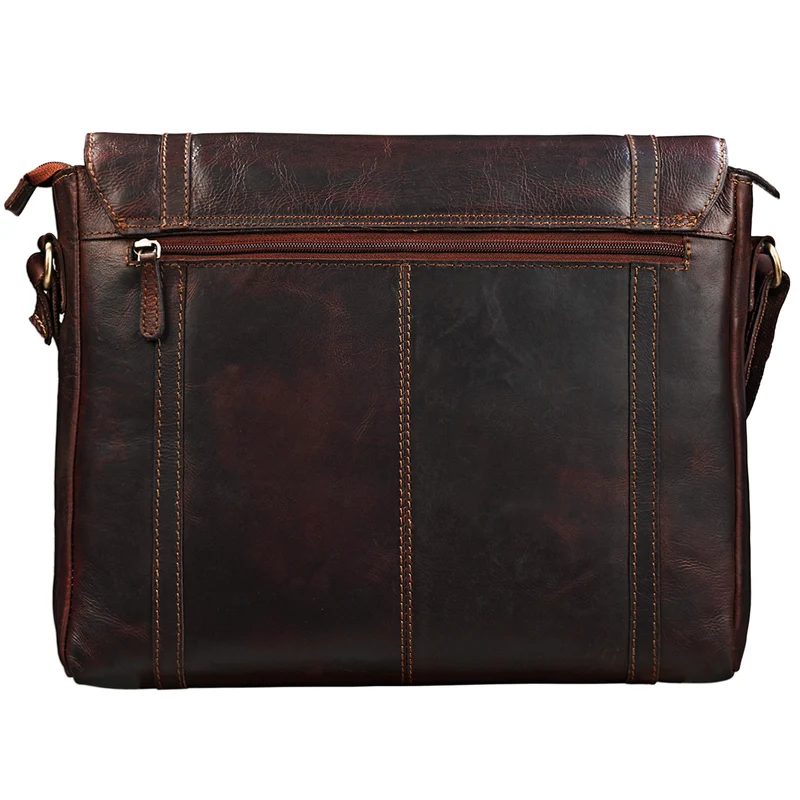 "Raffael" Vintage Messenger Bag Büchertasche cognac dunkelbraun