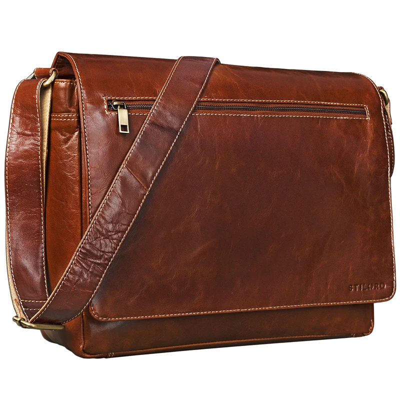 Umhängetasche Laptoptasche Vintage Leder dunkelbraun