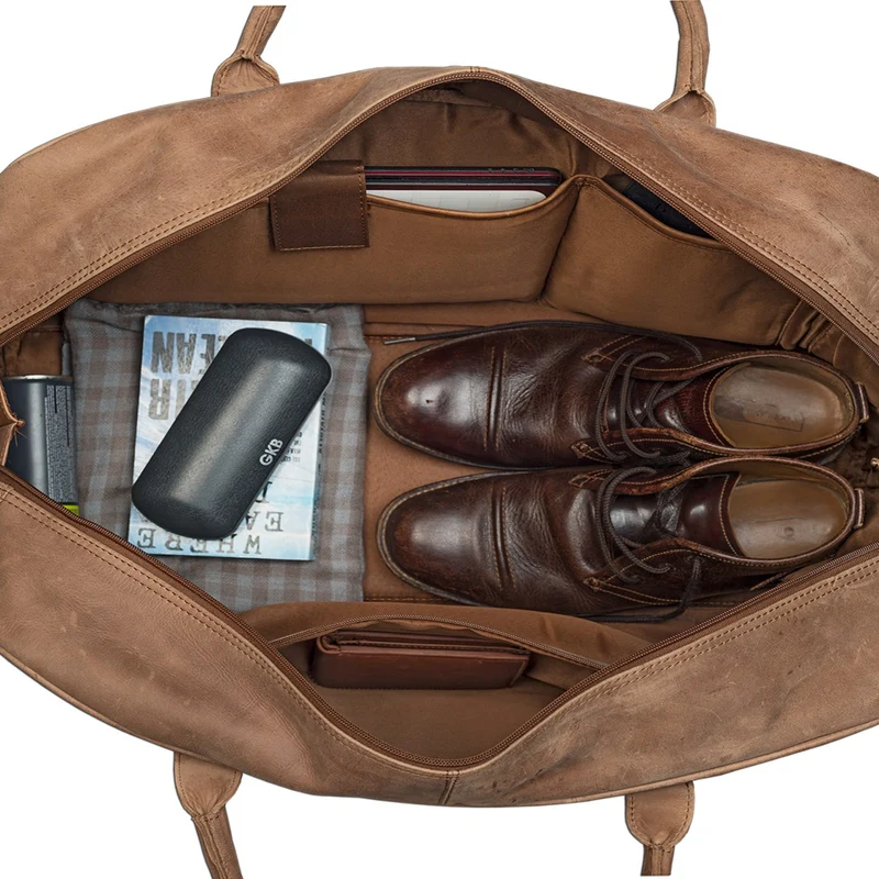 Vintage Reisetasche groß XXL Leder Weekend Bag Leder braun