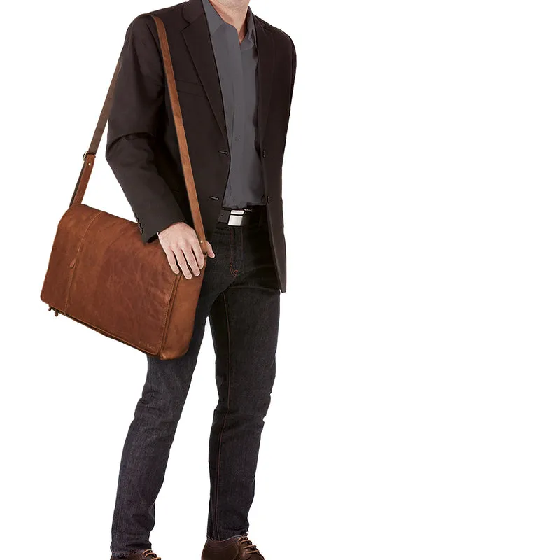 XXL Ledertasche Herren Umhängetasche 19 Zoll Laptop Leder Braun