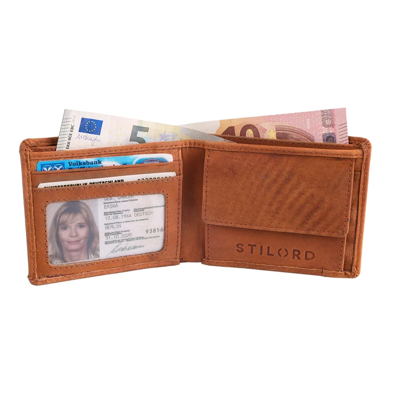 Kleines Portemonnaie aus Leder Geldbörse Orange