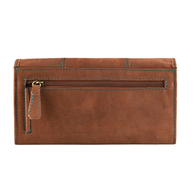 Vintage Portemonnaie für Damen aus Leder groß braun