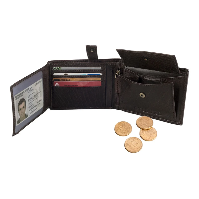 Portemonnaie Herren aus Leder Geldbörse Portmonee Leder Braun