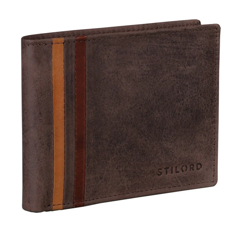 Retro Leder Portemonnaie sportlich elegant Rinds Leder dunkelbraun