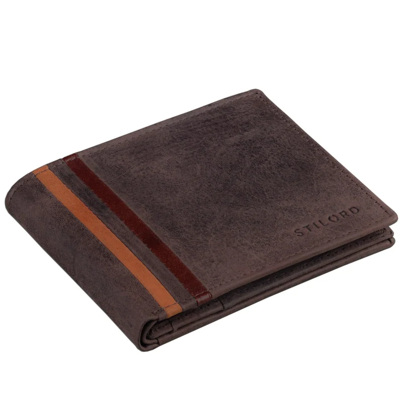 Retro Leder Portemonnaie sportlich elegant Rinds Leder dunkelbraun