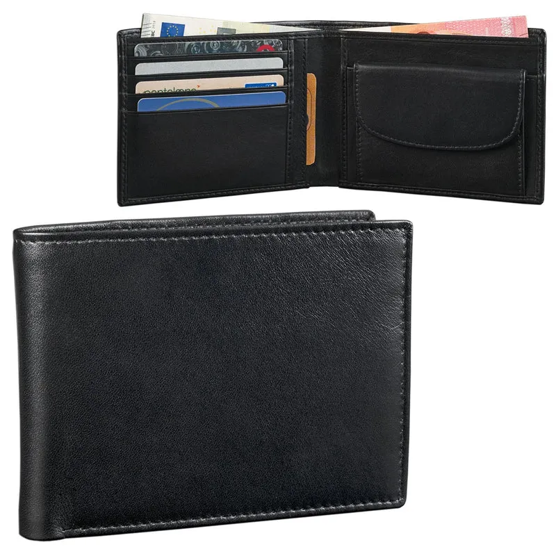 Portemonnaie Geldbörse Brieftasche klassisch Leder schwarz