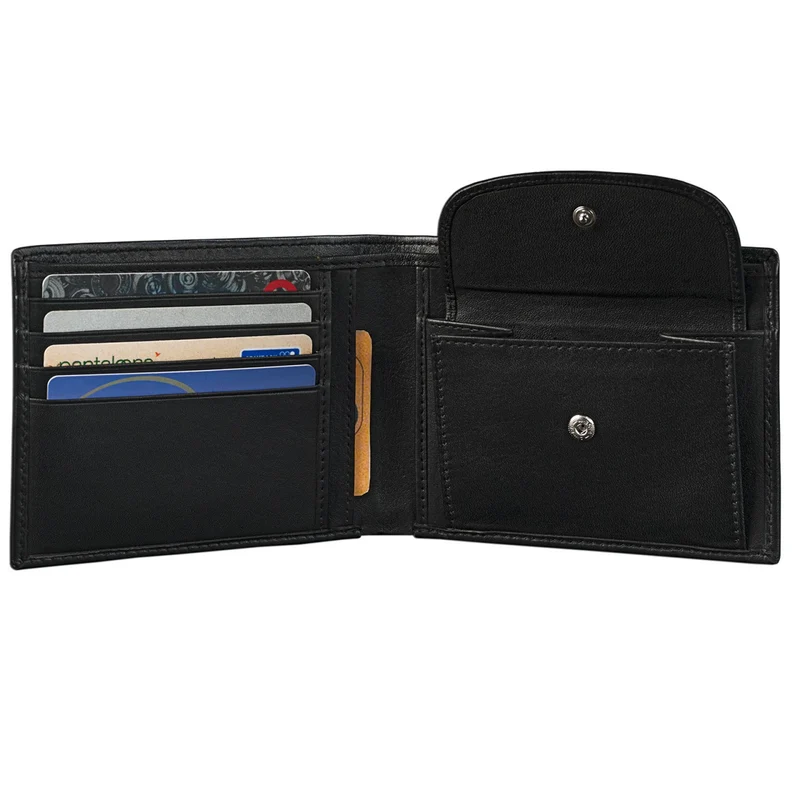 Portemonnaie Geldbörse Brieftasche klassisch Leder schwarz