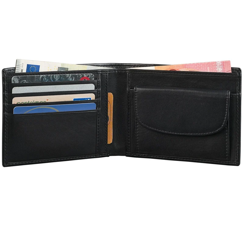 Portemonnaie Geldbörse Brieftasche klassisch Leder schwarz