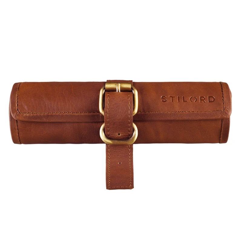 "Felix" Stifteetui Leder Vintage helles cognac - braun