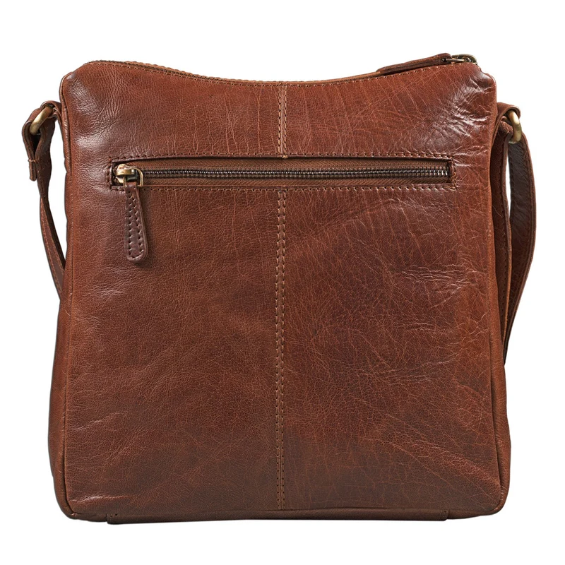 Vintage Umhängetasche für Damen aus echtem Büffel Leder braun