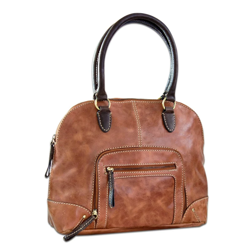 Vintage Handtasche groß für Damen Henkeltasche Leder
