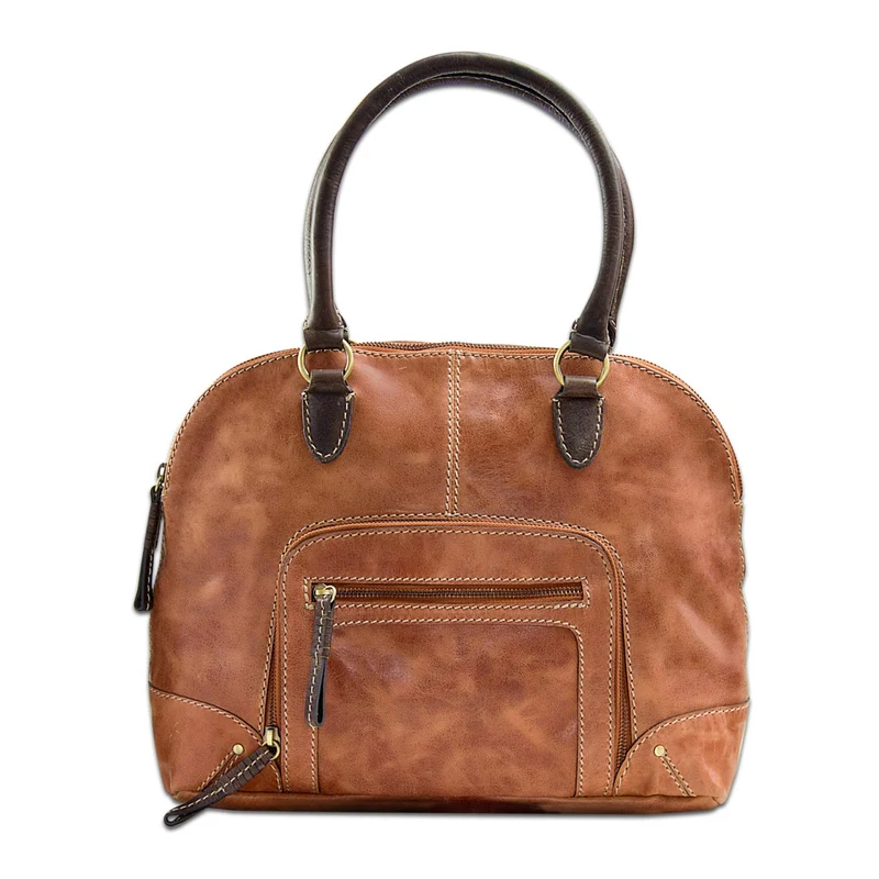 Vintage Handtasche groß für Damen Henkeltasche Leder