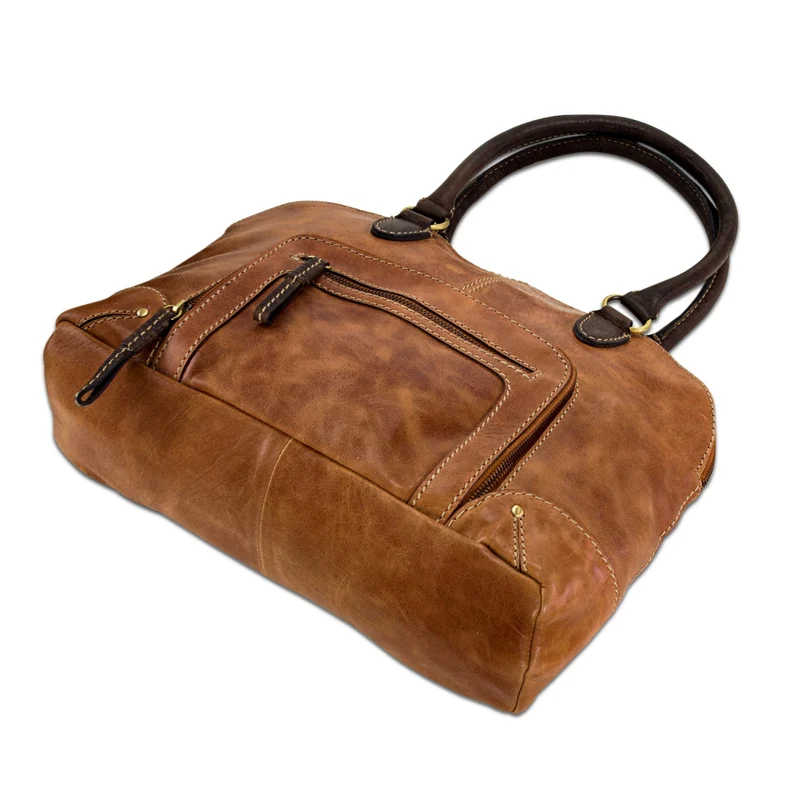 Vintage Handtasche groß für Damen Henkeltasche Leder