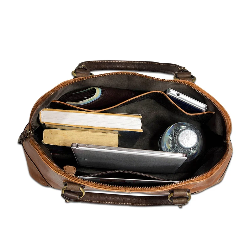 Vintage Handtasche groß für Damen Henkeltasche Leder