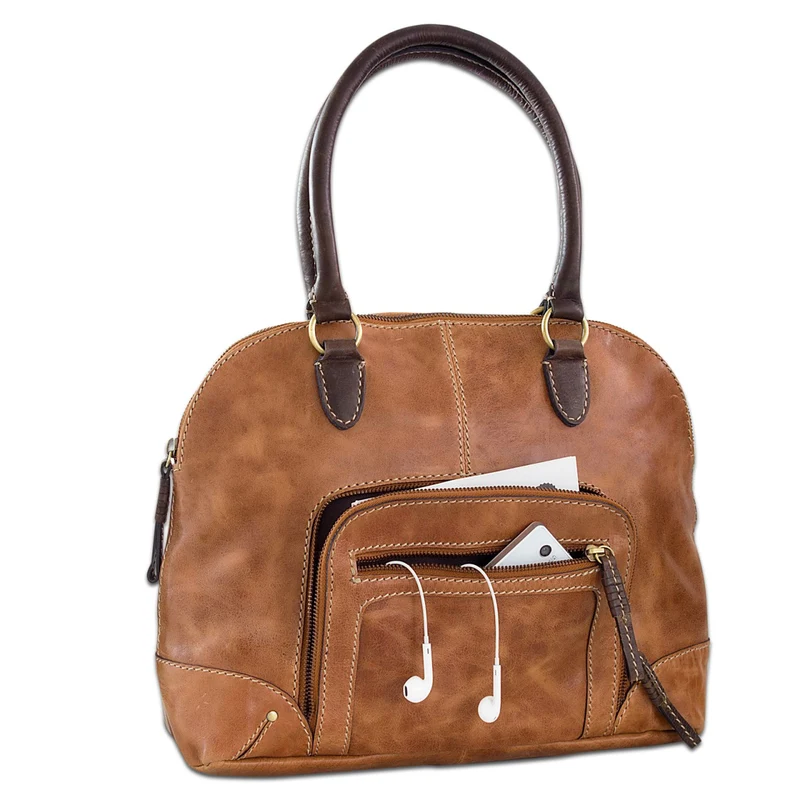 Vintage Handtasche groß für Damen Henkeltasche Leder