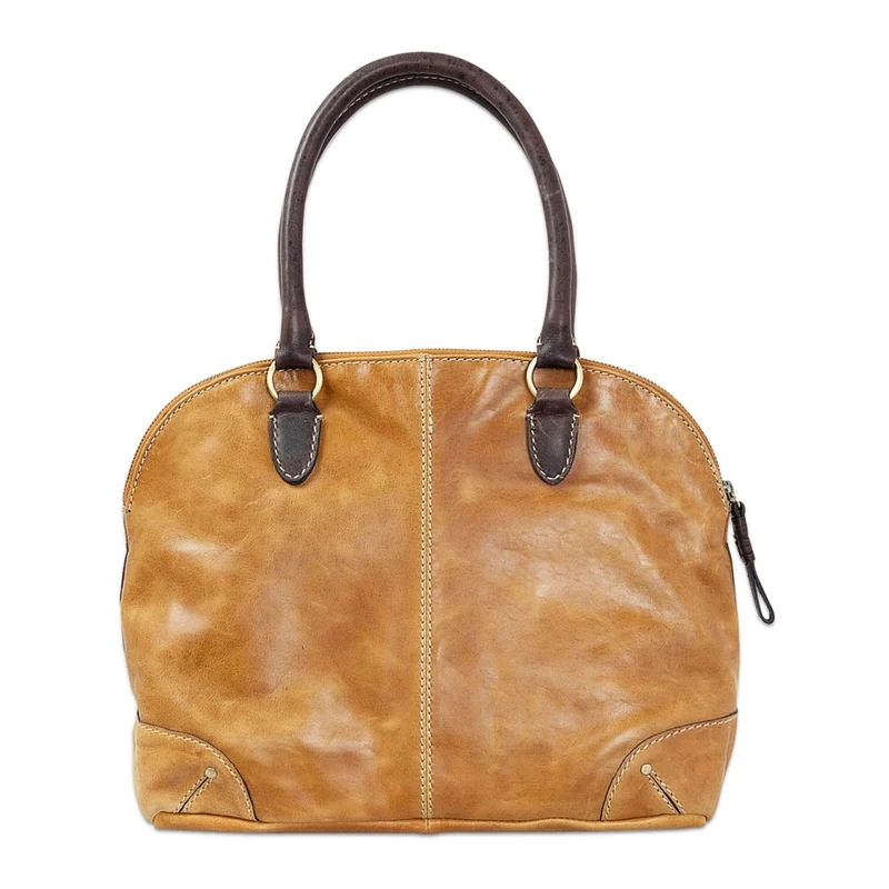 Vintage Handtasche groß für Damen Henkeltasche Büffel Leder