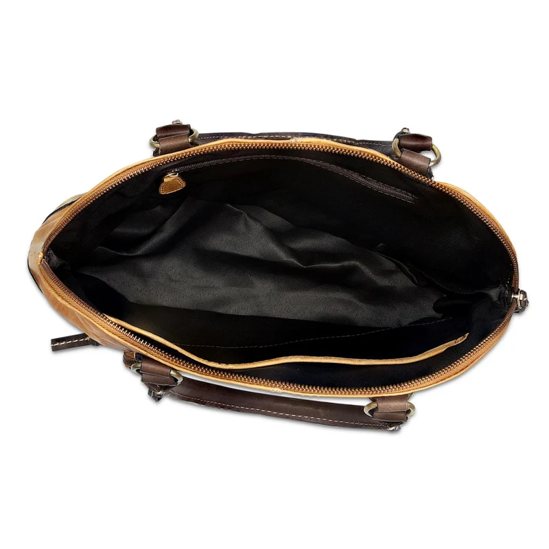 Vintage Handtasche groß für Damen Henkeltasche Büffel Leder