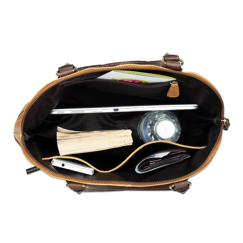 Vintage Handtasche groß für Damen Henkeltasche Büffel Leder