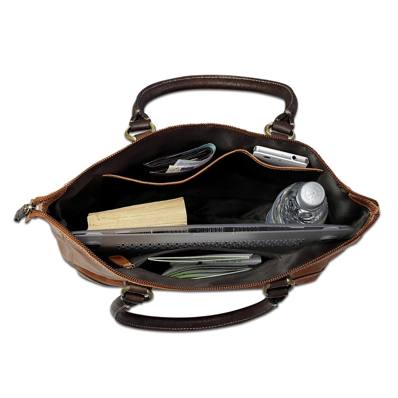 STILORD Vintage Handtasche Damen Abendtasche aus Leder braun