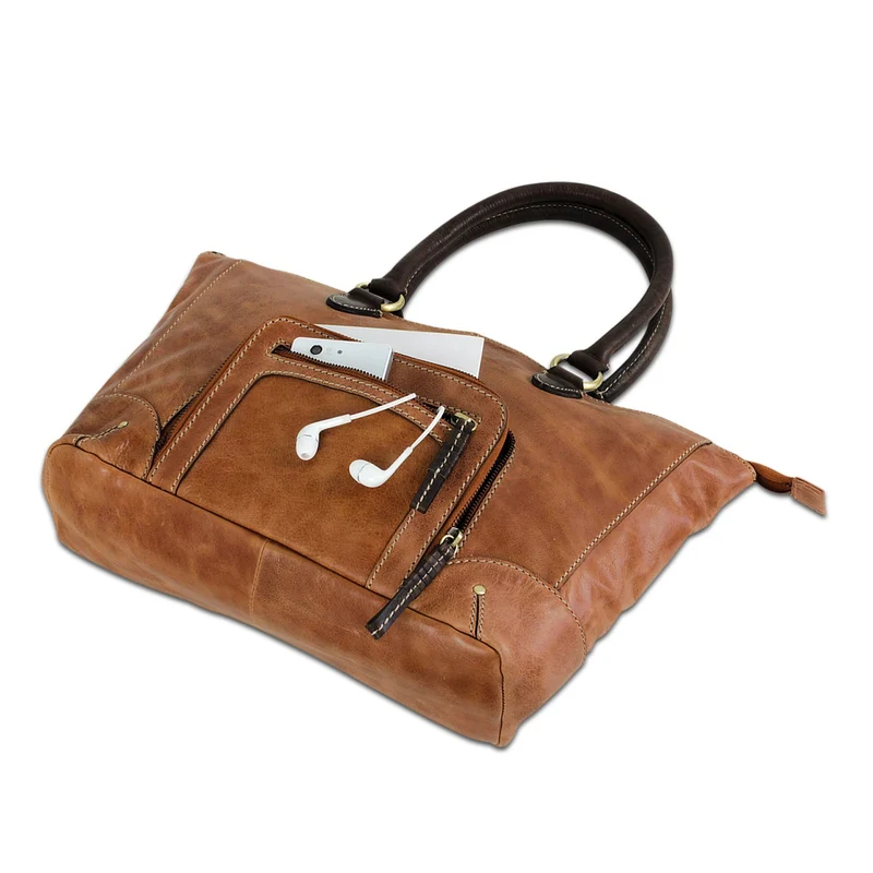 STILORD Vintage Handtasche Damen Abendtasche aus Leder braun