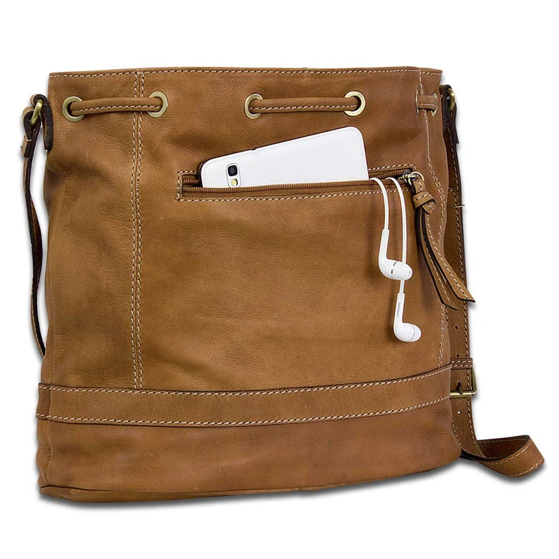 Ledertasche Beuteltasche Freizeittasche Damen Shopper Bag Leder Braun