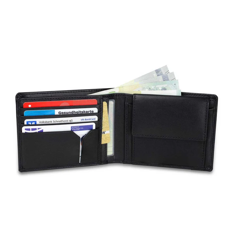 Portemonnaie Geldbörse Brieftasche klassisch Leder schwarz