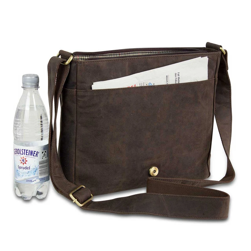 Messenger Bag kompakt Herren Umhängetasche Tablet Leder Braun