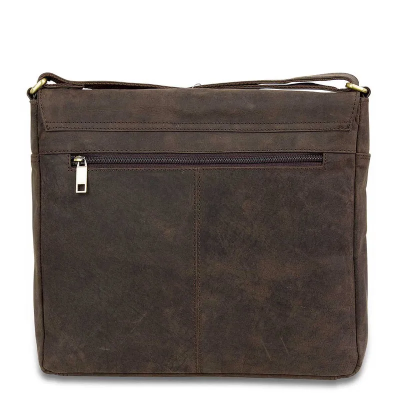 Messenger Bag kompakt Herren Umhängetasche Tablet Leder Braun