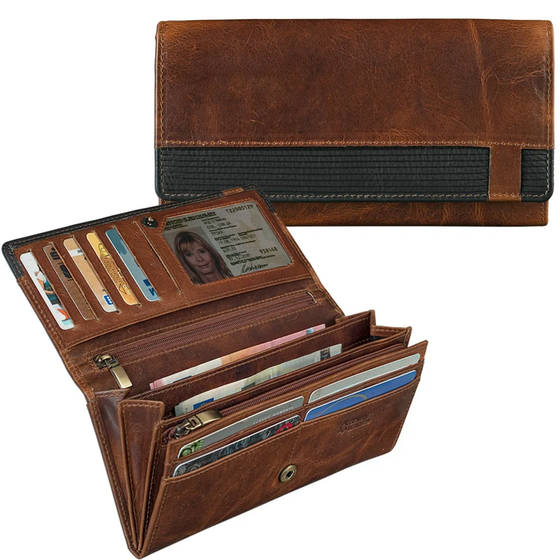 Vintage Damen Portemonnaie zeitlos und klassisch Leder Braun