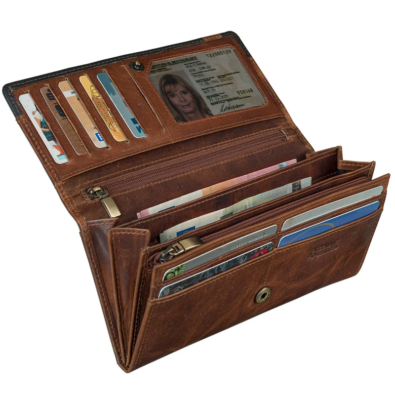 Vintage Damen Portemonnaie zeitlos und klassisch Leder Braun