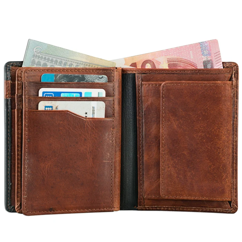 Vintage Portemonnaie Herren Geldbörse 9 EC-Karten Leder Braun