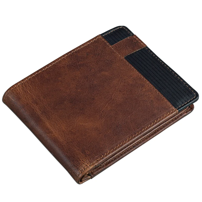 Herren Portemonnaie aus Leder Geldbörse Vintage Leder Braun-Schwarz
