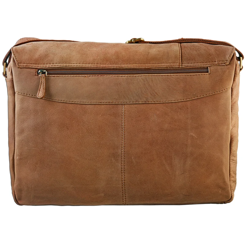 Vintage Ledertasche Umhängetasche Uni 15,6 Zoll Laptop Leder hellbraun