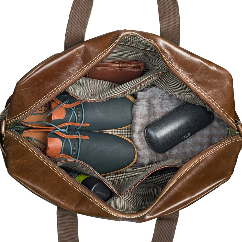 Vintage Reise Umhängetasche Unisex Ledertasche Weekender für Flugzeug