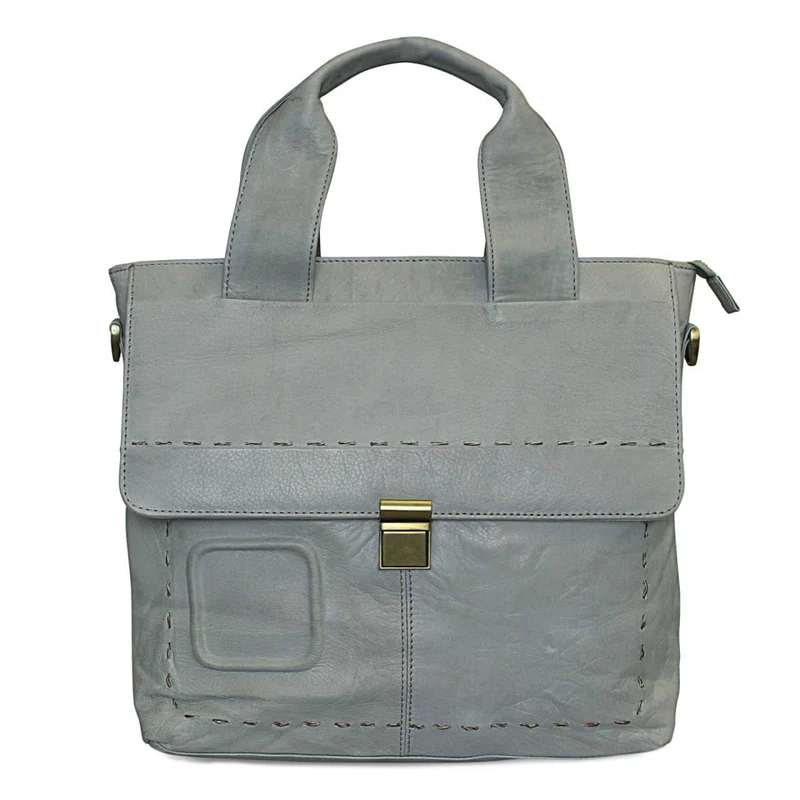 Schultertasche Handtasche für Damen weiches Leder Used Look Taupe